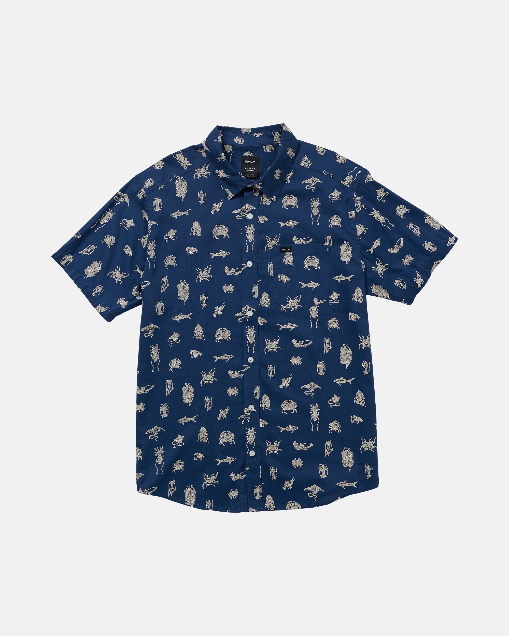 RVCA Sea Life Short Sleeve Button Up Shirt - People Skate and Snowboard