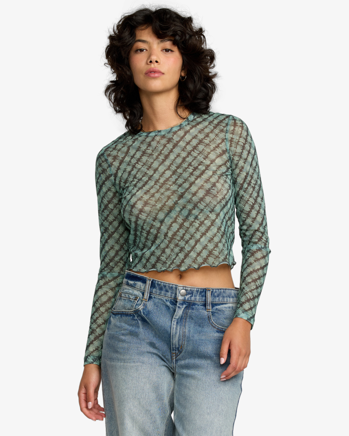 RVCA Womens River Long Sleeve Crop Top - People Skate and Snowboard