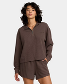 RVCA Womens Glory Waffle Long Sleeve Quarter Zip Shirt - People Skate and Snowboard