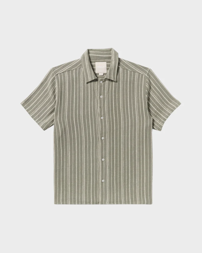 RVCA Vacancy Stripe Short Sleeve Button Up Shirt - People Skate and Snowboard