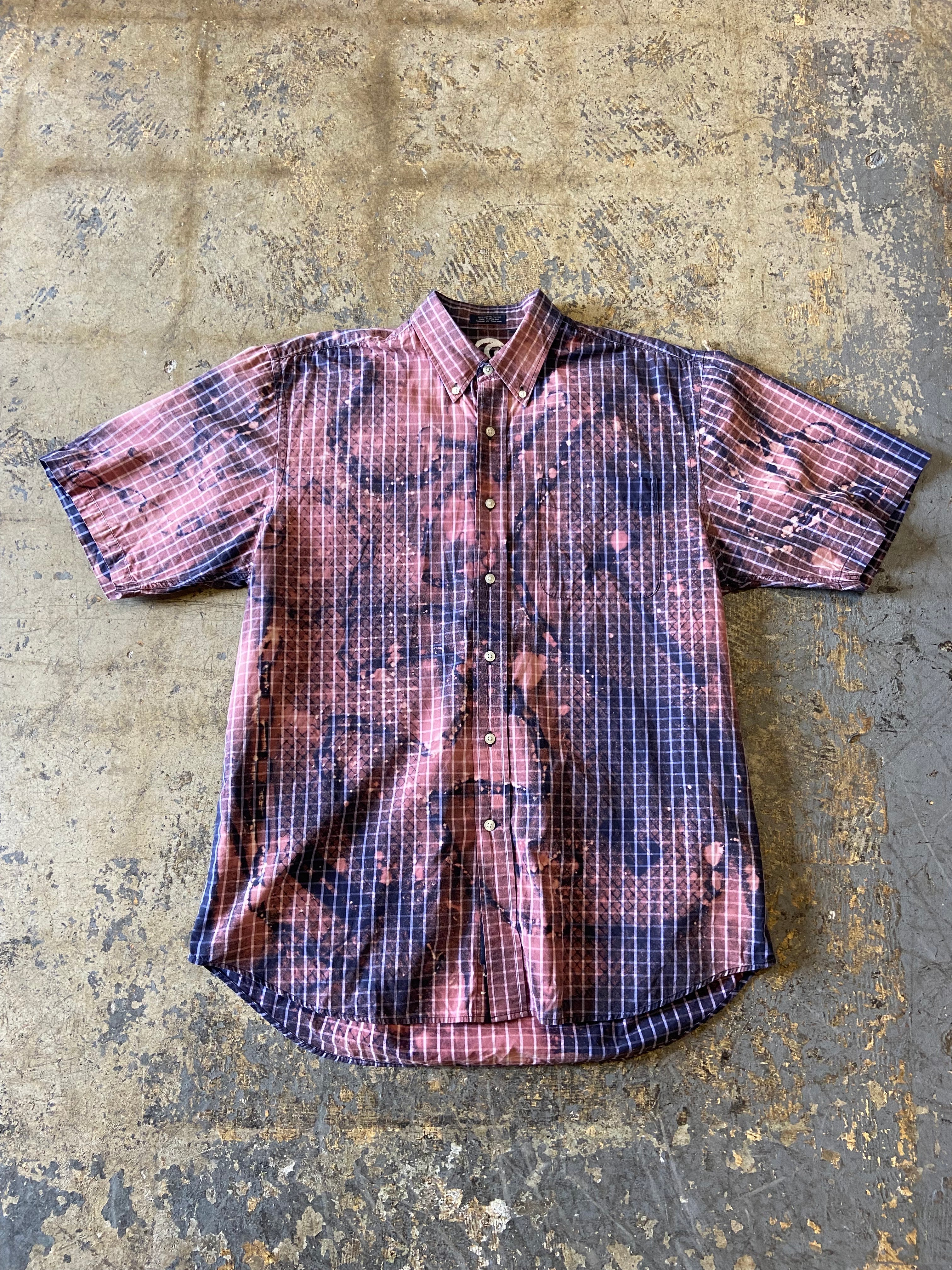 Altered Mood Bleached Tartan Short Sleeve Button Up Shirt Large - People Skate and Snowboard