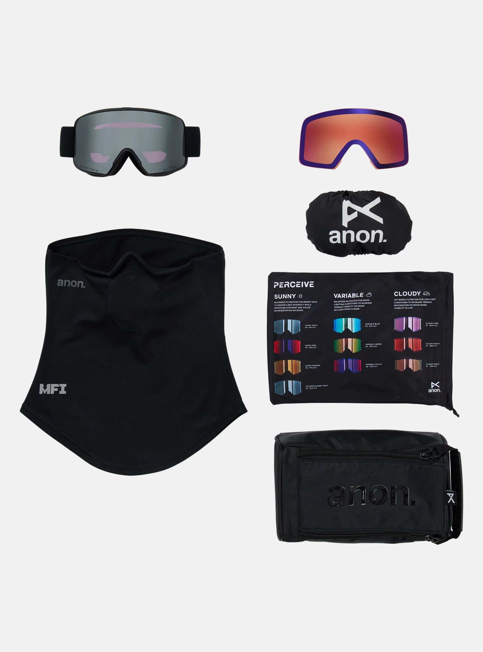 Anon M6S Cylindrical Goggles + Bonus Lens + MFI Face Mask - People Skate and Snowboard