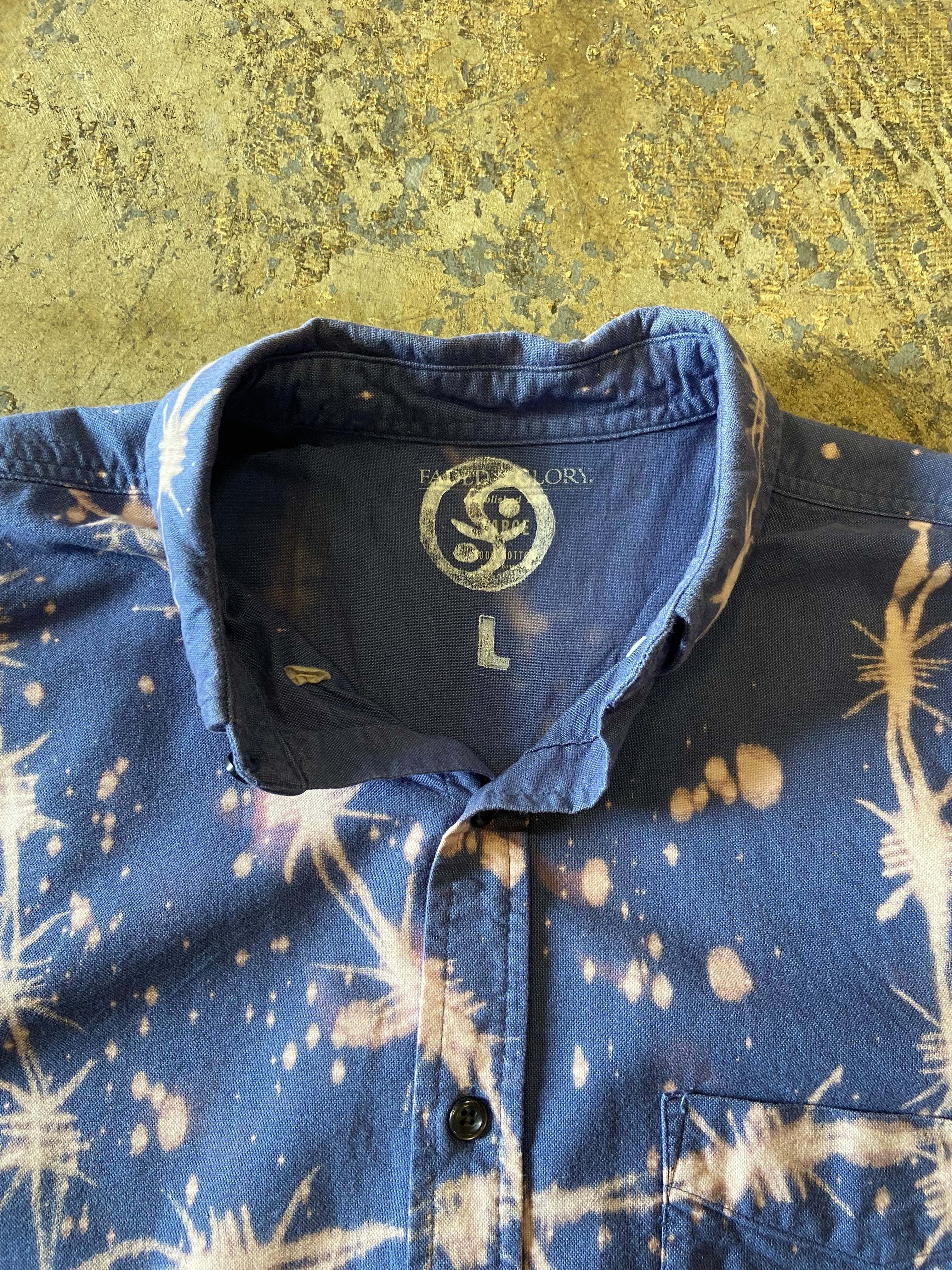 Altered Mood Bleached Barbed Wire Short Sleeve Button Up Shirt Large - People Skate and Snowboard