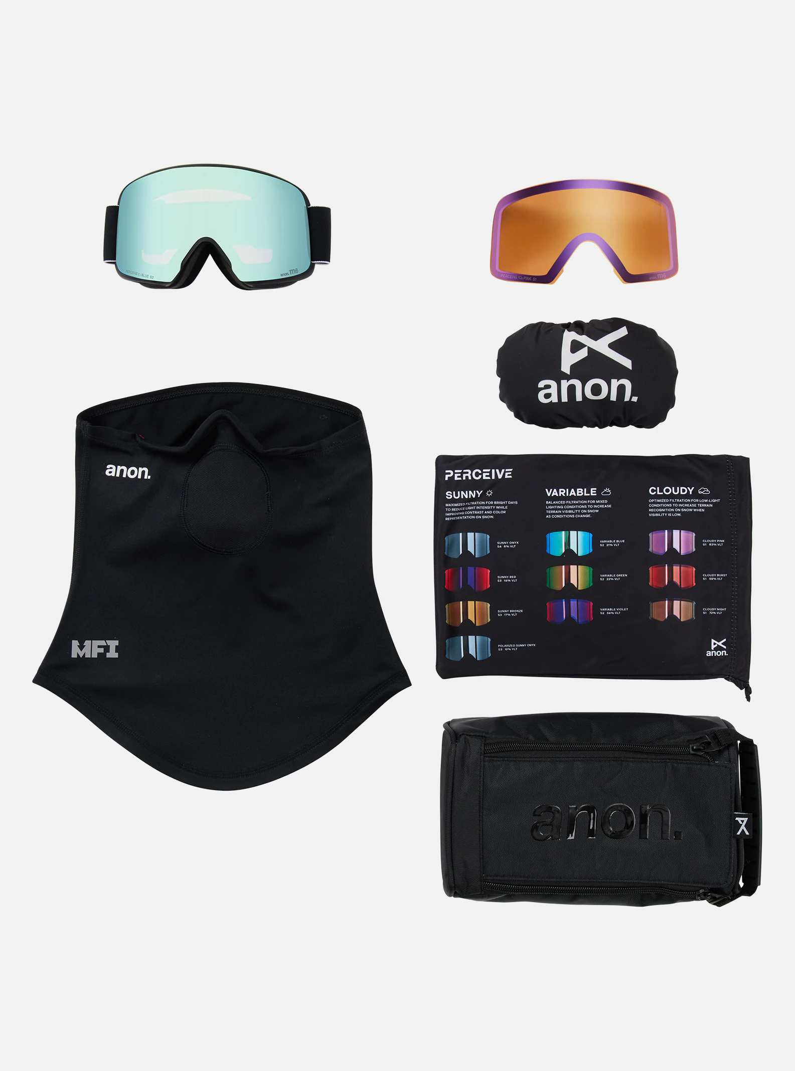 Anon M6 Cylindrical Goggles + Bonus Lens + MFI Face Mask - People Skate and Snowboard