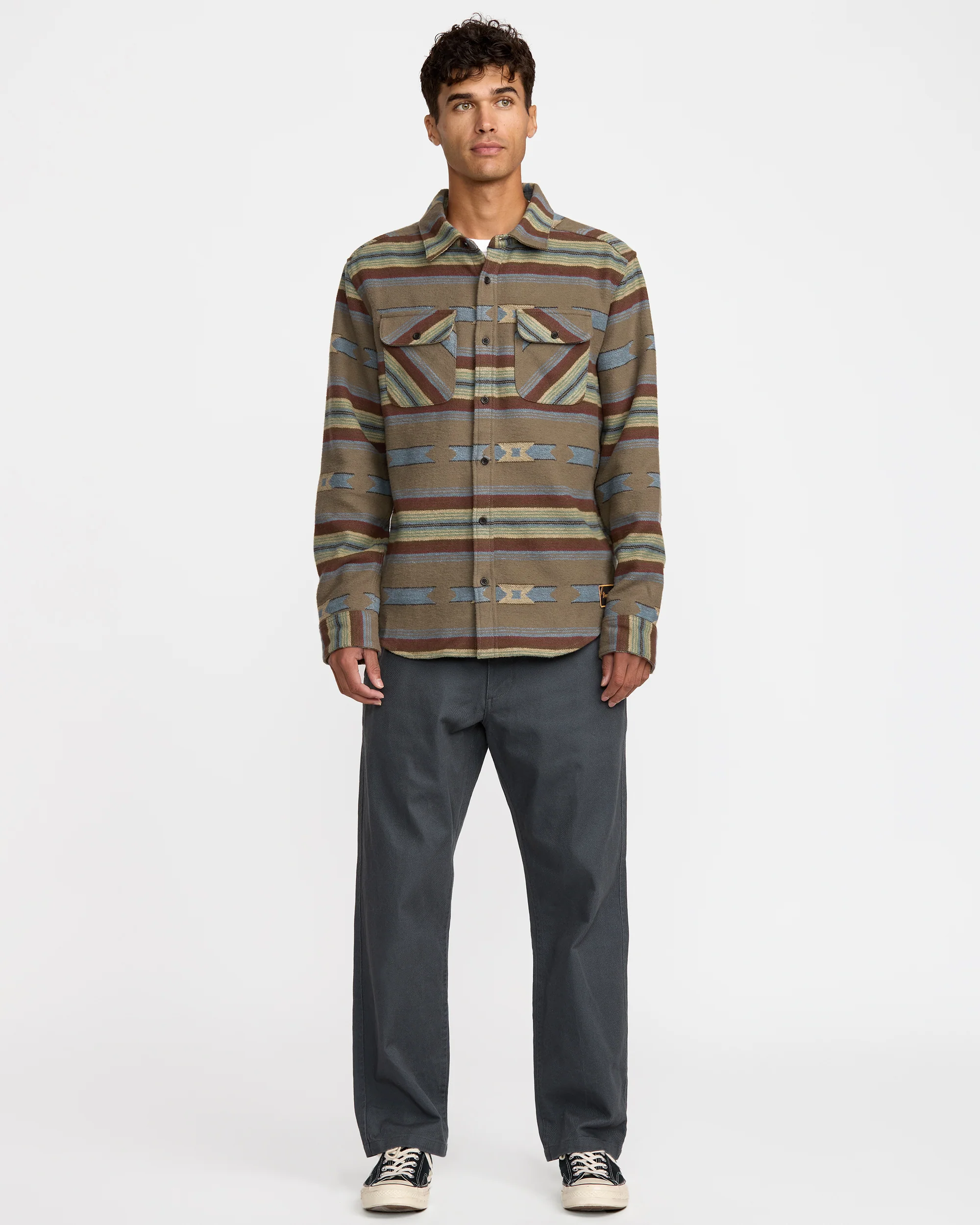 RVCA Dayshift Blanket Flannel Long Sleeve Shirt - People Skate and Snowboard
