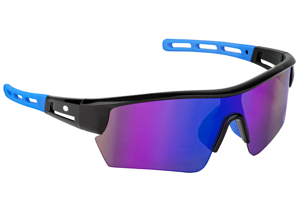 Glassy Waco Polarized Sunglasses Black / Blue Mirror - People Skate and Snowboard