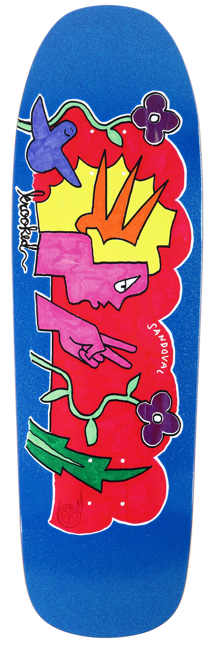 Krooked Sandoval Peace Sign Shaped Deck 9.81" - People Skate and Snowboard