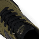 New Balance Numeric 340 skate shoes in olive and black, showing toe and laces detail