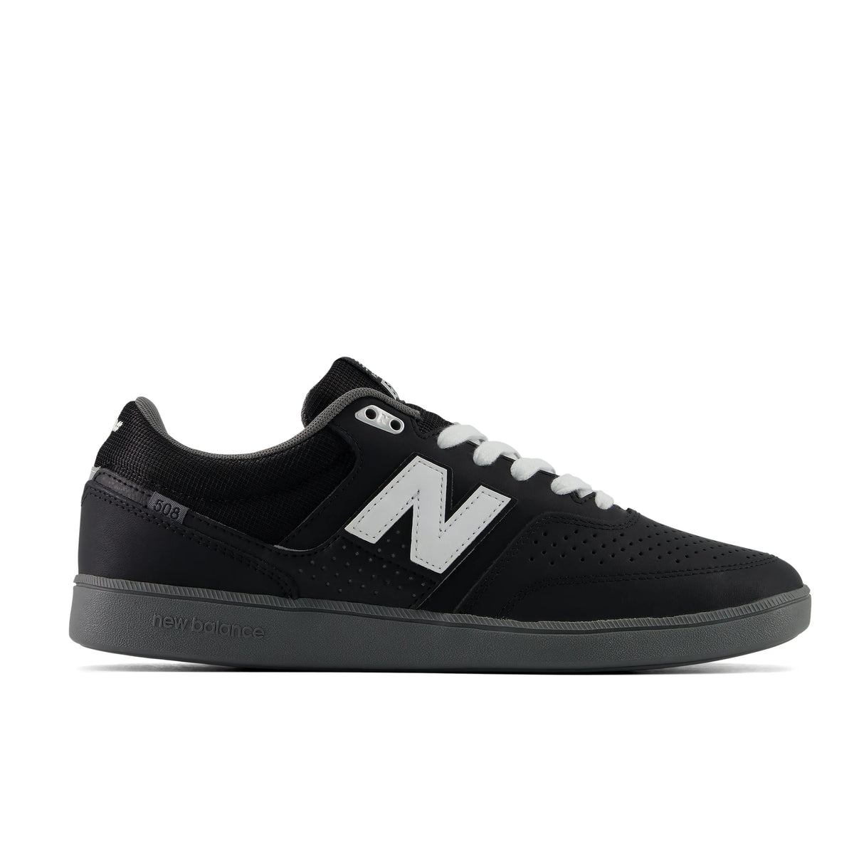 New Balance Numeric Brandon Westgate 508 skate shoes in black and white, medial side view