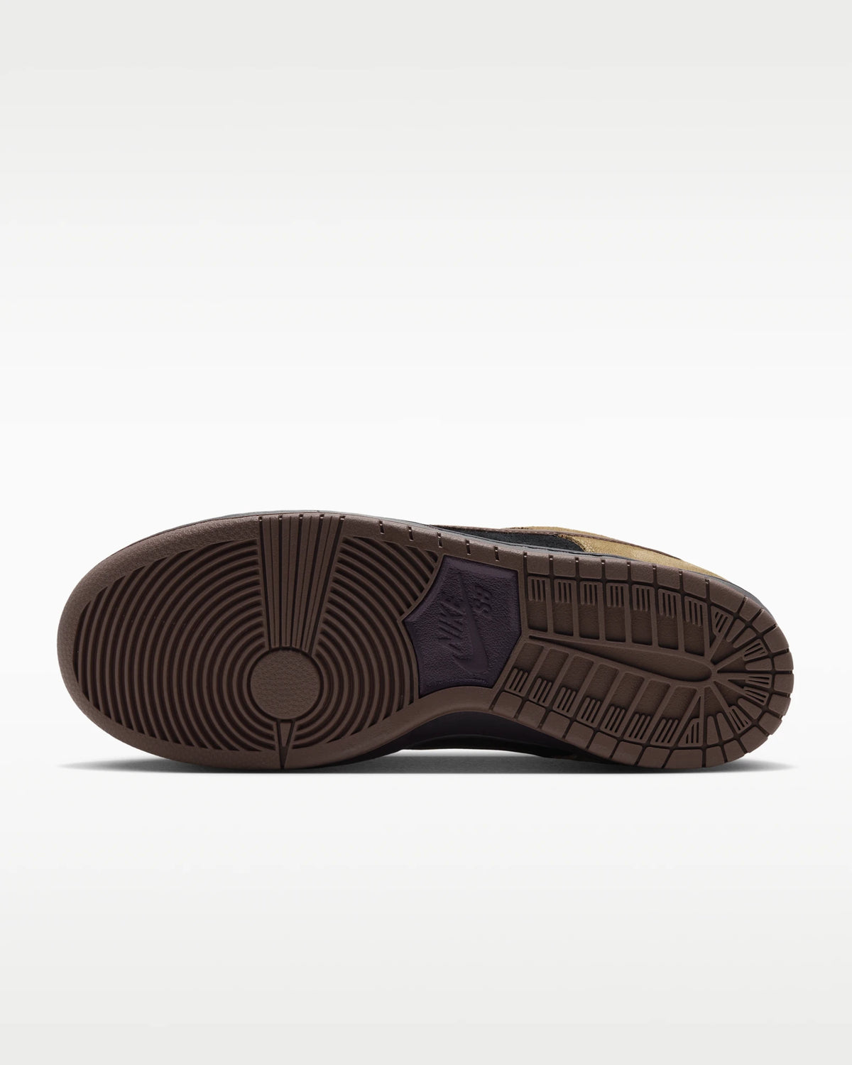 Nike SB Dunk Low Pro men's shoes in Filbert and Black, outsole view