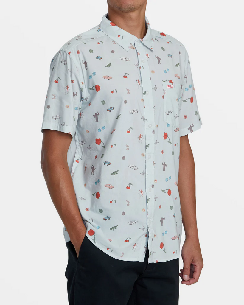 RVCA Luke P Short Sleeve Woven Button Up Shirt - People Skate and Snowboard