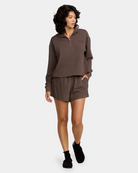 RVCA Womens Glory Waffle Long Sleeve Quarter Zip Shirt - People Skate and Snowboard