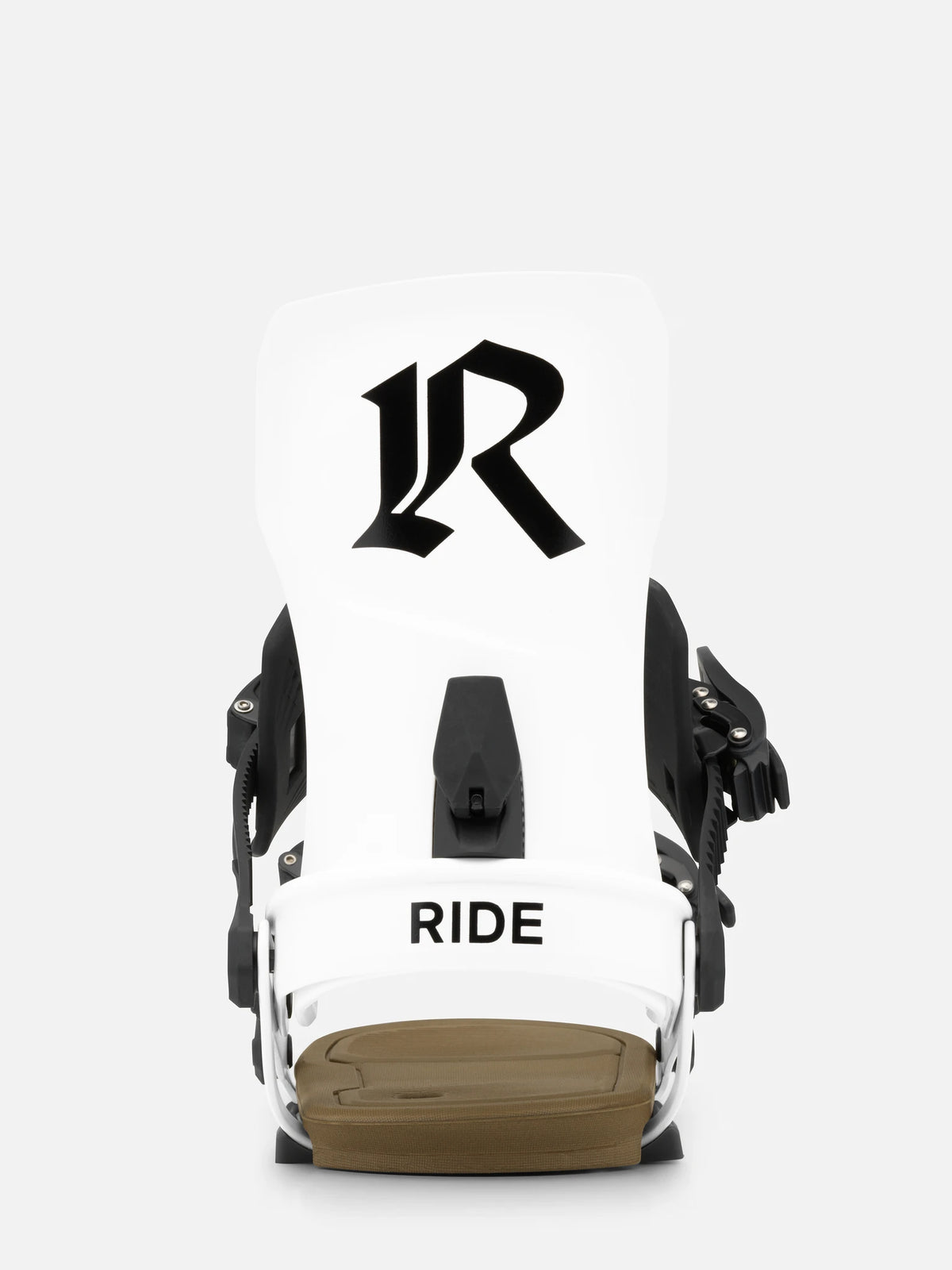 RIDE Drone White 2027 snowboard bindings – highback rear view