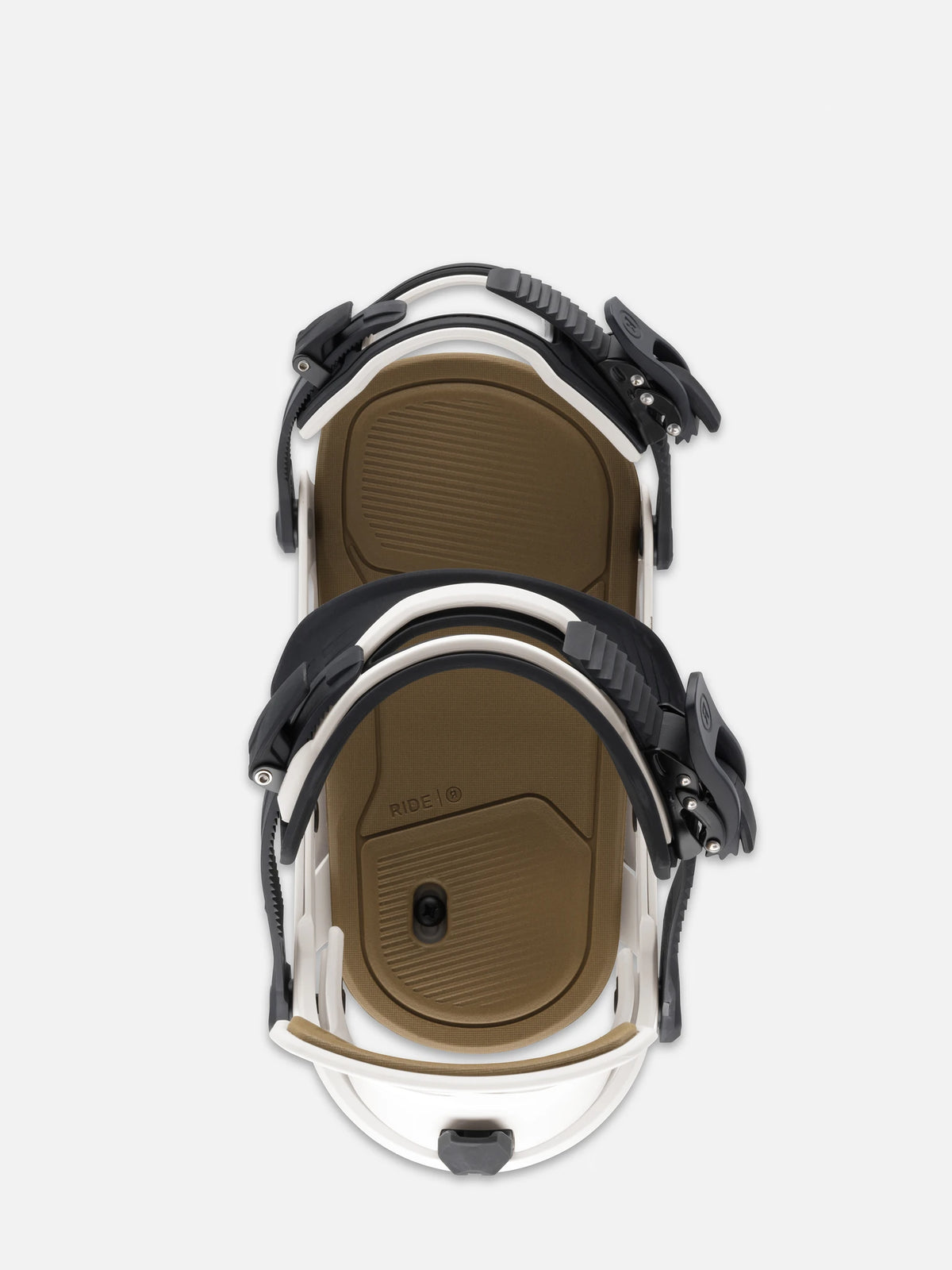 RIDE Drone White 2027 snowboard bindings – top view