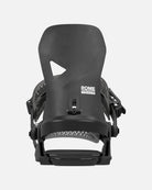 Rome Trace HW snowboard bindings in black, angled side view
