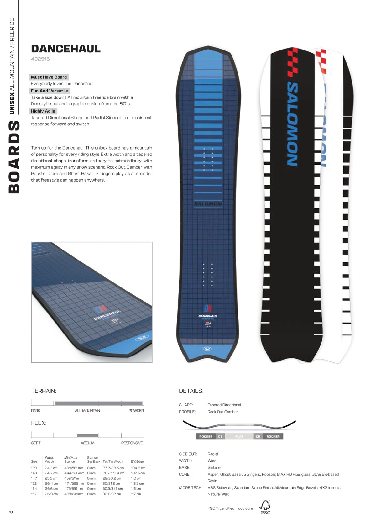 Salomon dancehaul 2027 construction, camber, flex and board dimensions