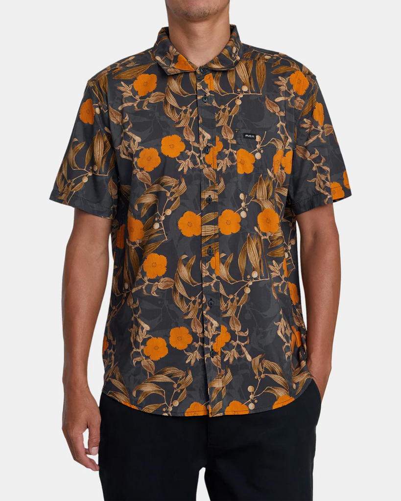 RVCA Botanical Short Sleeve Woven Button Down Shirt - People Skate and Snowboard