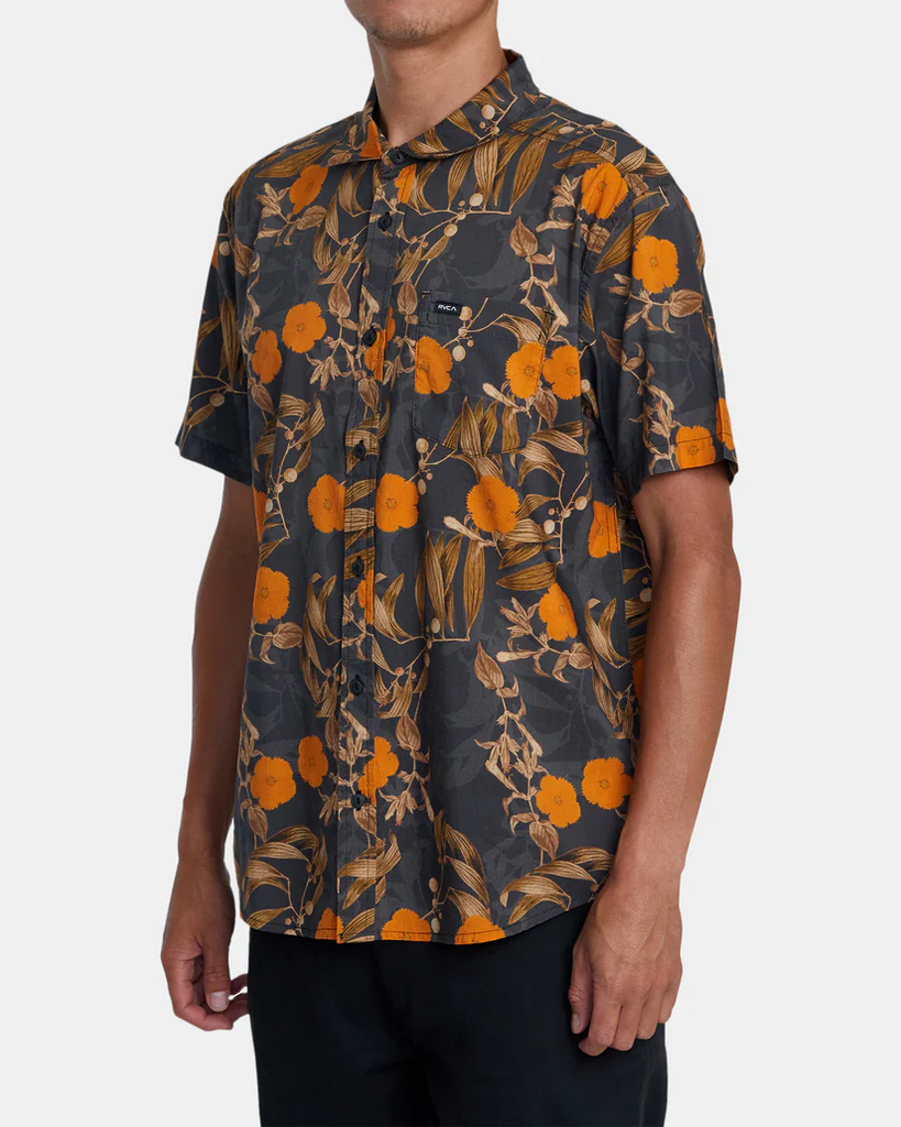 RVCA Botanical Short Sleeve Woven Button Down Shirt - People Skate and Snowboard