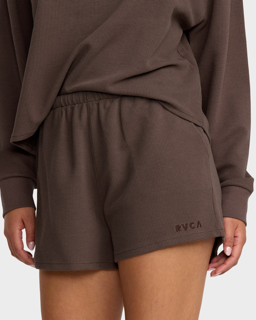 RVCA Womens Glory Waffle Elastic Waist Shorts - People Skate and Snowboard