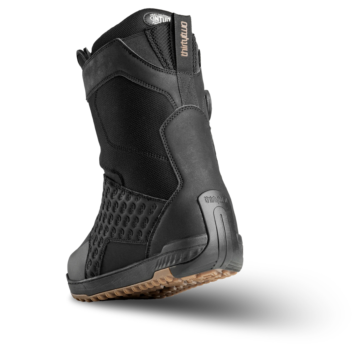 ThirtyTwo Lashed Double BOA Wide snowboard boots in black with gum sole, side view