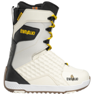 ThirtyTwo Lashed Fava snowboard boots in white, black, and yellow side view