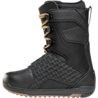 ThirtyTwo Lashed Hybrid snowboard boots in black and gum with rugged sole and padded ankle support