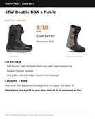 ThirtyTwo STW Double BOA x Public snowboard boots in black denim with dual BOA lacing system