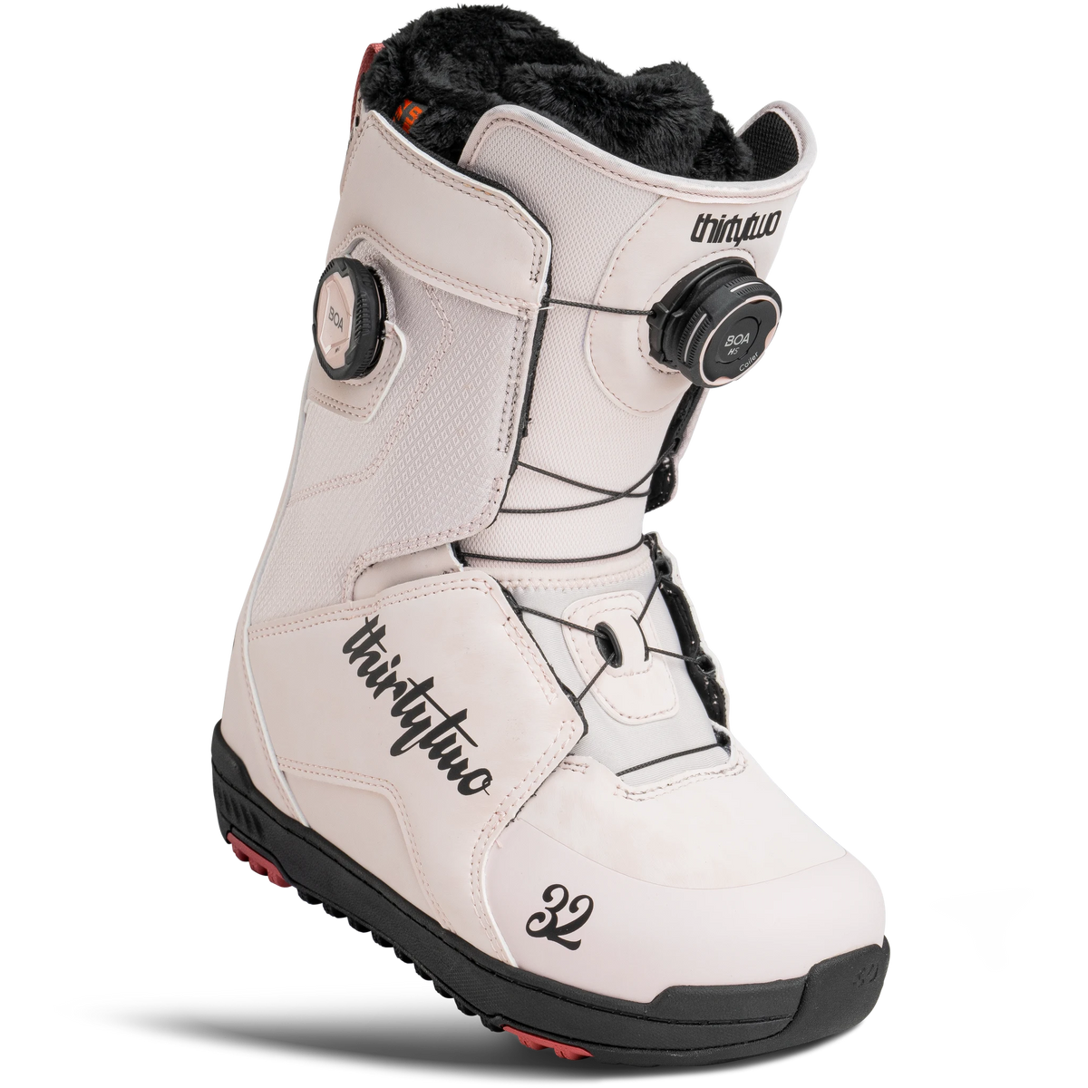 ThirtyTwo women’s Lashed Double BOA snowboard boots in pink, side view