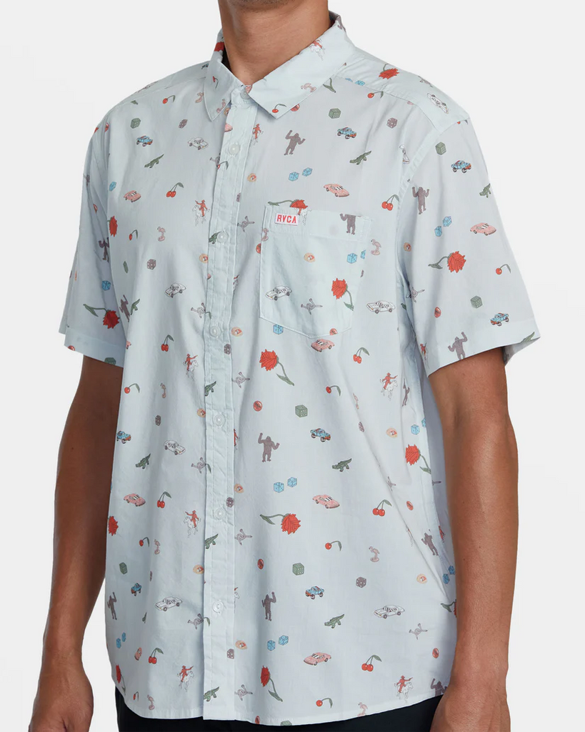 RVCA Luke P Short Sleeve Woven Button Up Shirt - People Skate and Snowboard