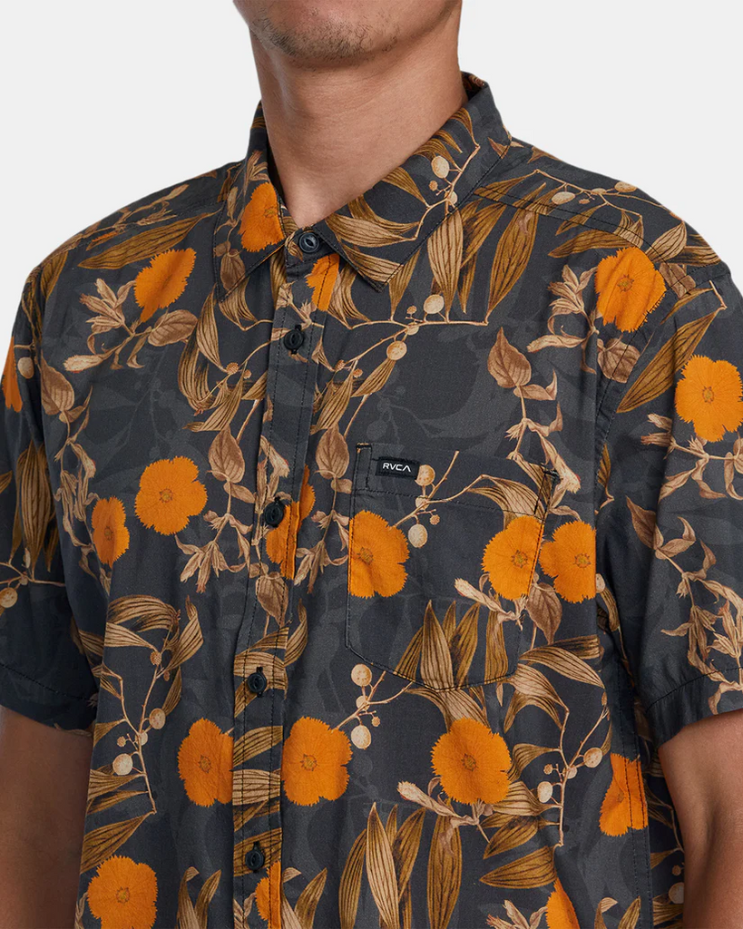 RVCA Botanical Short Sleeve Woven Button Down Shirt - People Skate and Snowboard