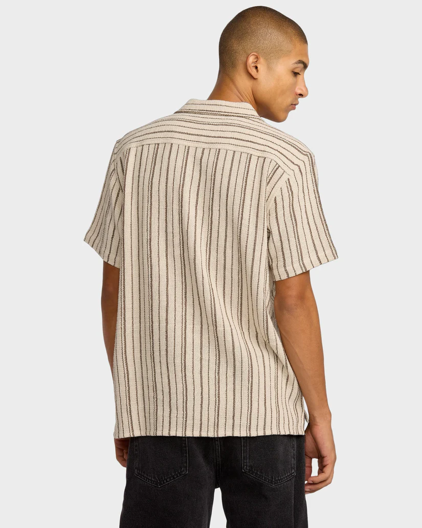 RVCA Vacancy Stripe Short Sleeve Button Up Shirt - People Skate and Snowboard