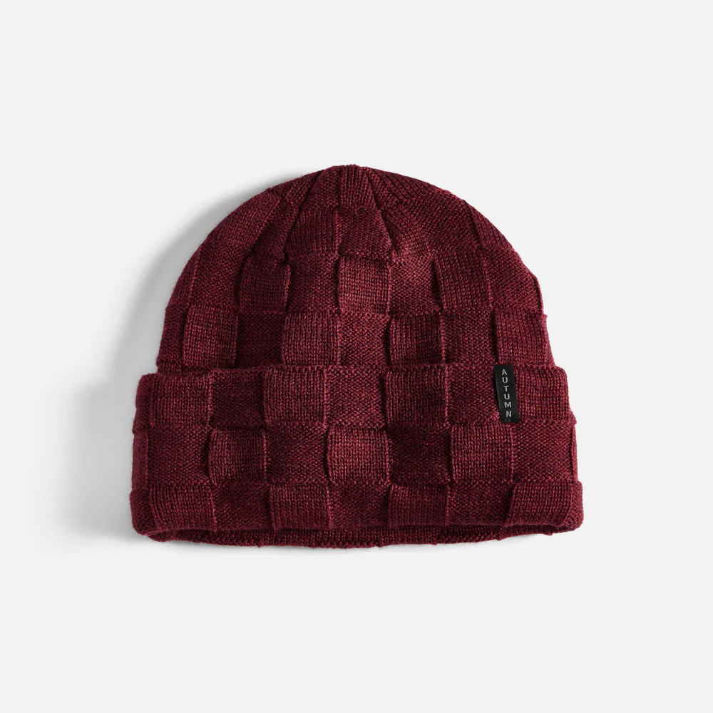 Autumn Checker Knit Wool Beanie - People Skate and Snowboard