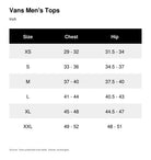 Vans men's tops size chart in inches for Kingvale 2L Shell Jacket in Dress Blues