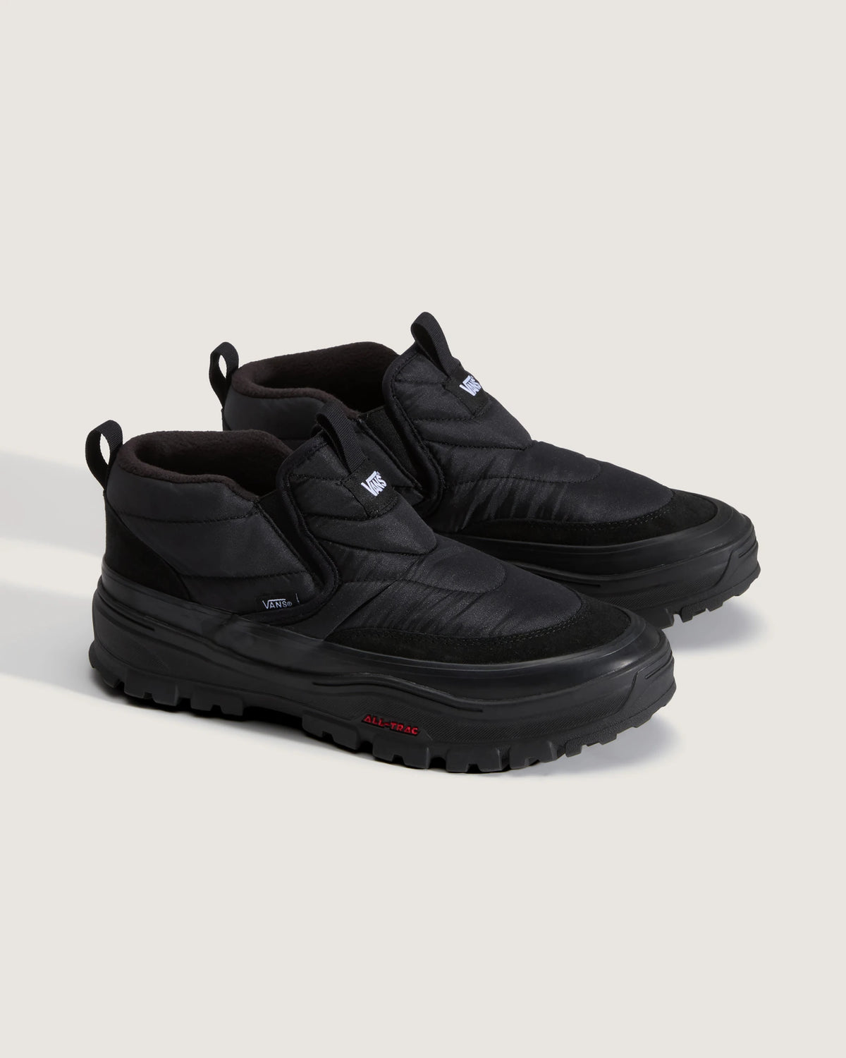 Vans Mid-Slip Puff Shoes - Black / Black - pair at three-quarter angle