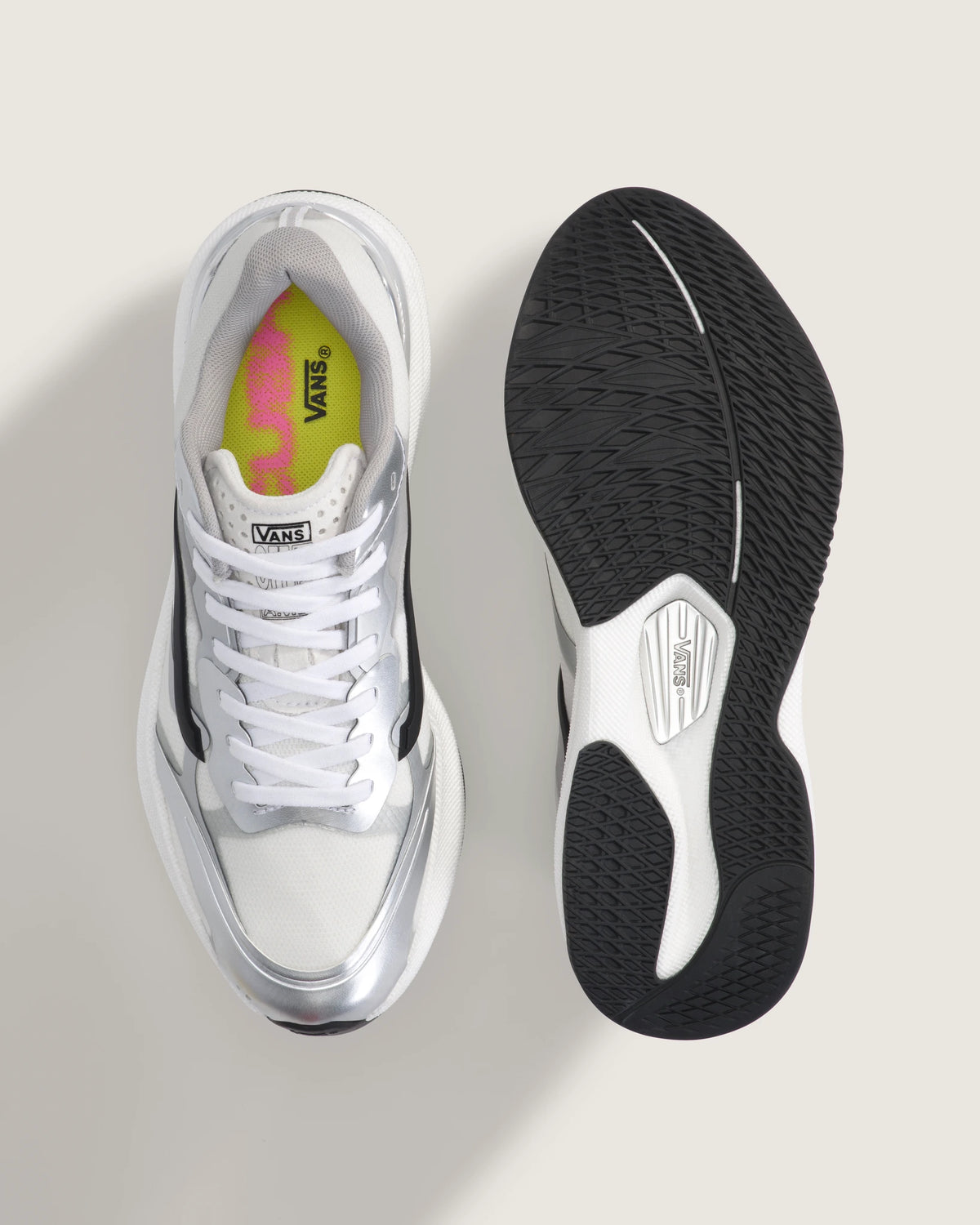 vans premium ave rapid silver white top and outsole