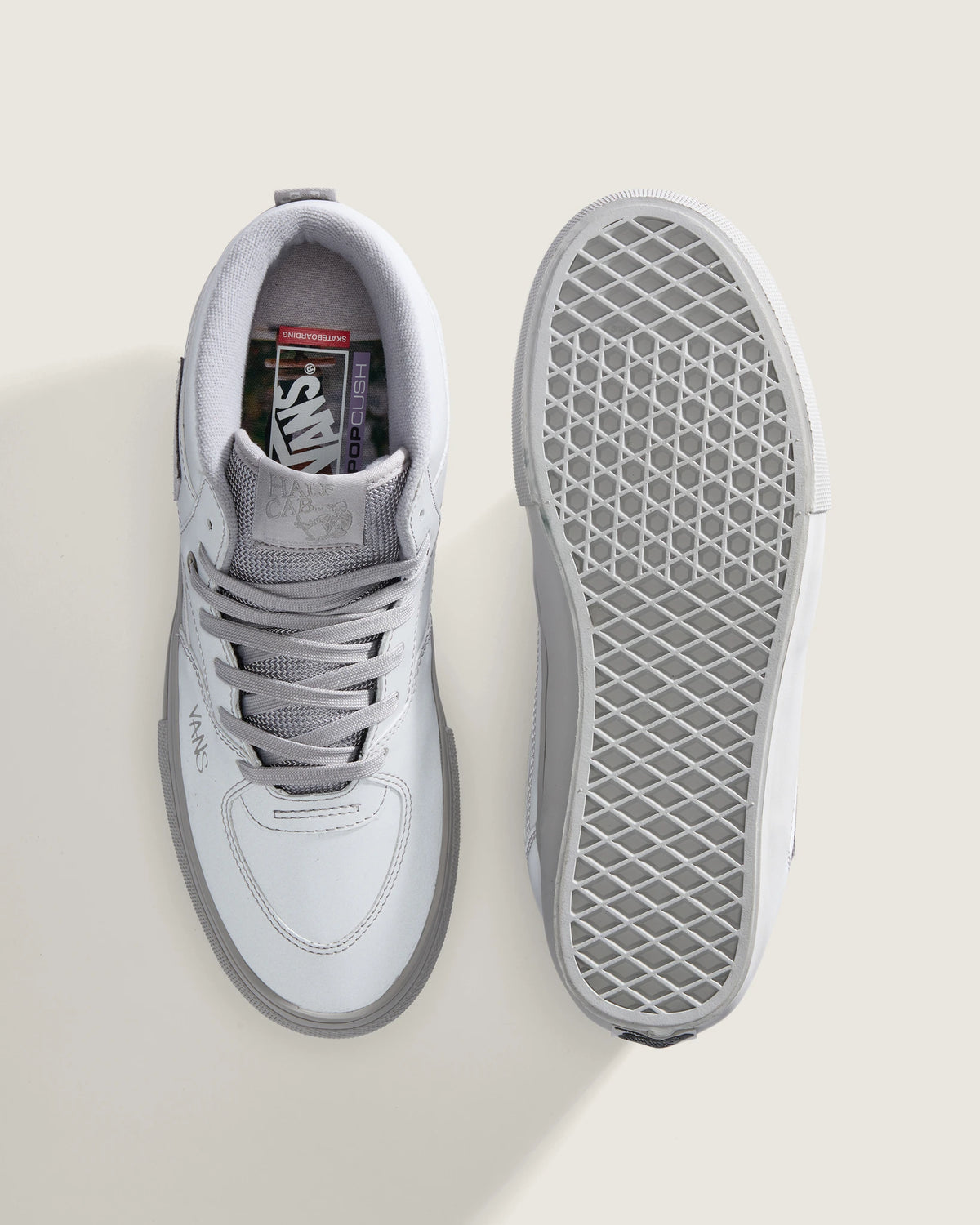 vans skate half cab atiba light gray top and outsole