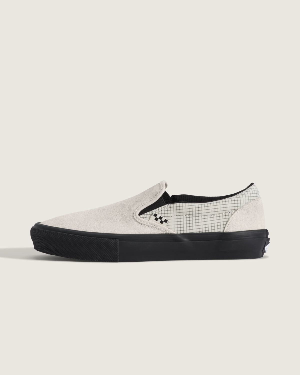 vans skate slip on ripstop turtledove white black side