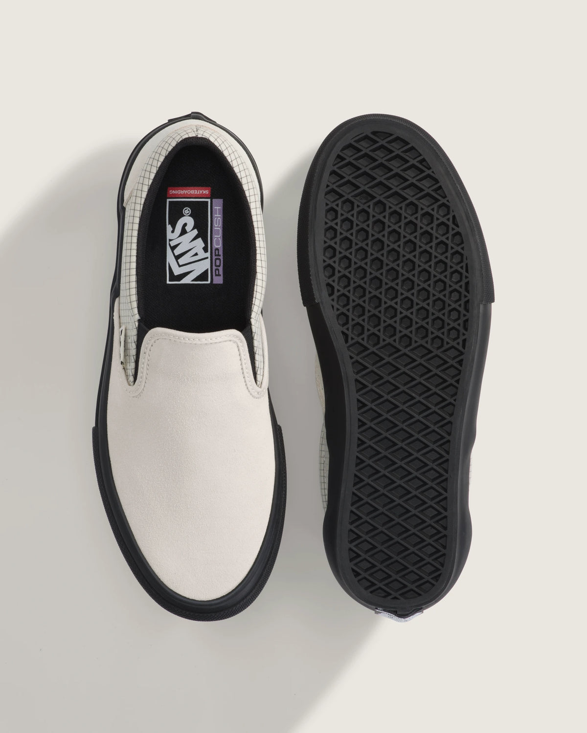 vans skate slip on ripstop turtledove white black top and outsole