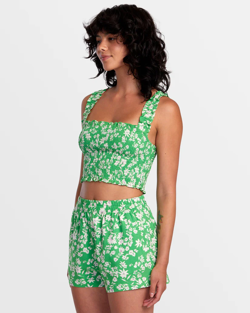 RVCA Womens Sawyer Print Elastic Waist Shorts - People Skate and Snowboard