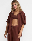 RVCA Womens Fade Crochet Shirt - People Skate and Snowboard