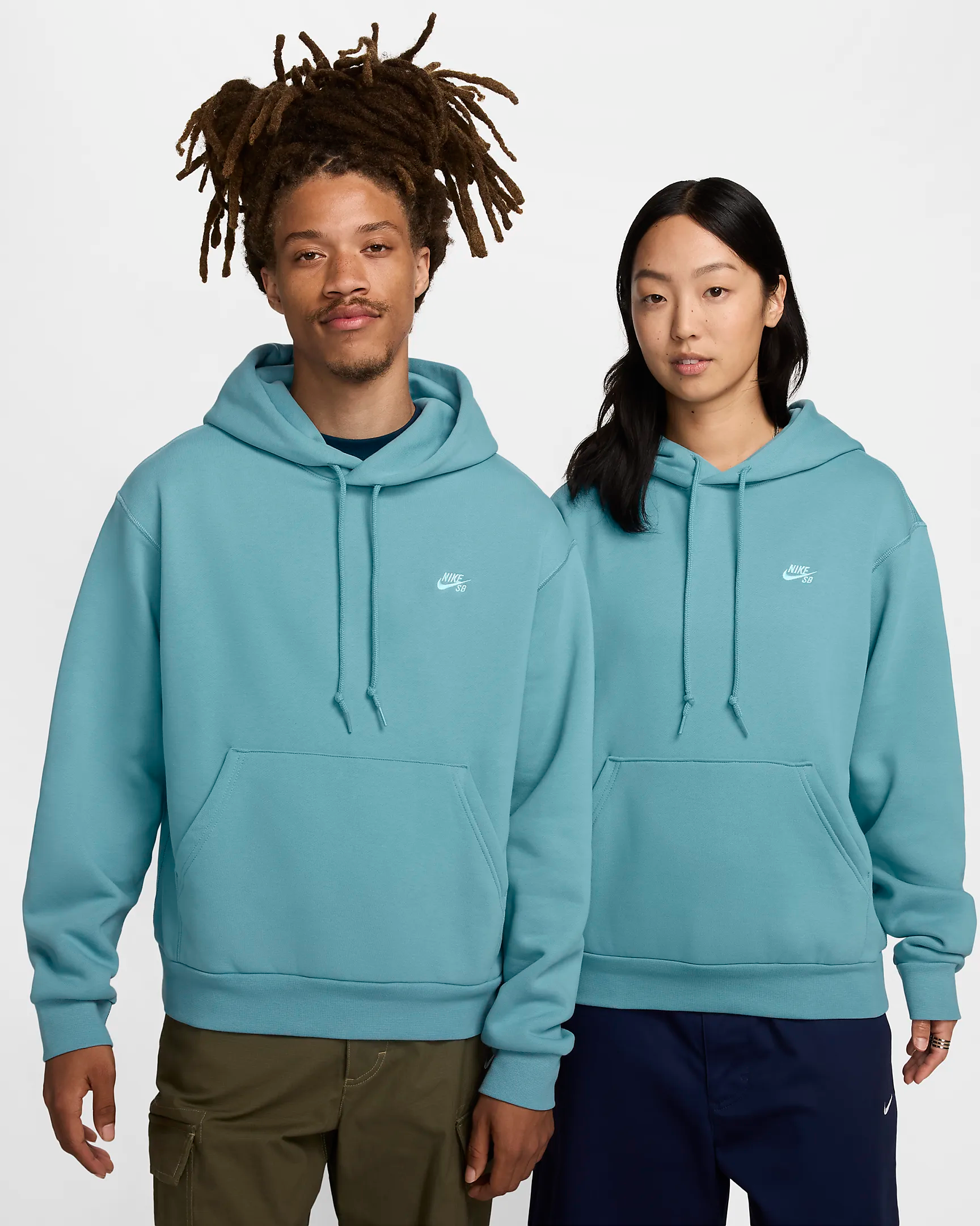 Nike SB Fleece Pullover Hoodie Essential Logo Denim Turquoise XL