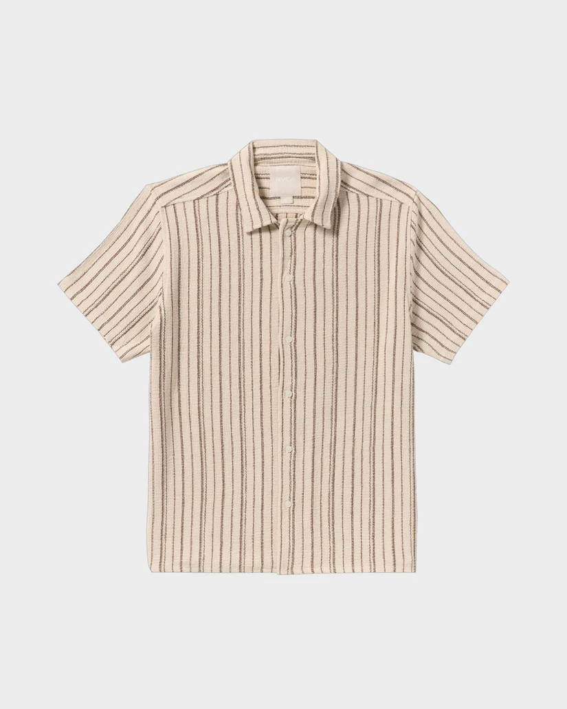 RVCA Vacancy Stripe Short Sleeve Button Up Shirt - People Skate and Snowboard