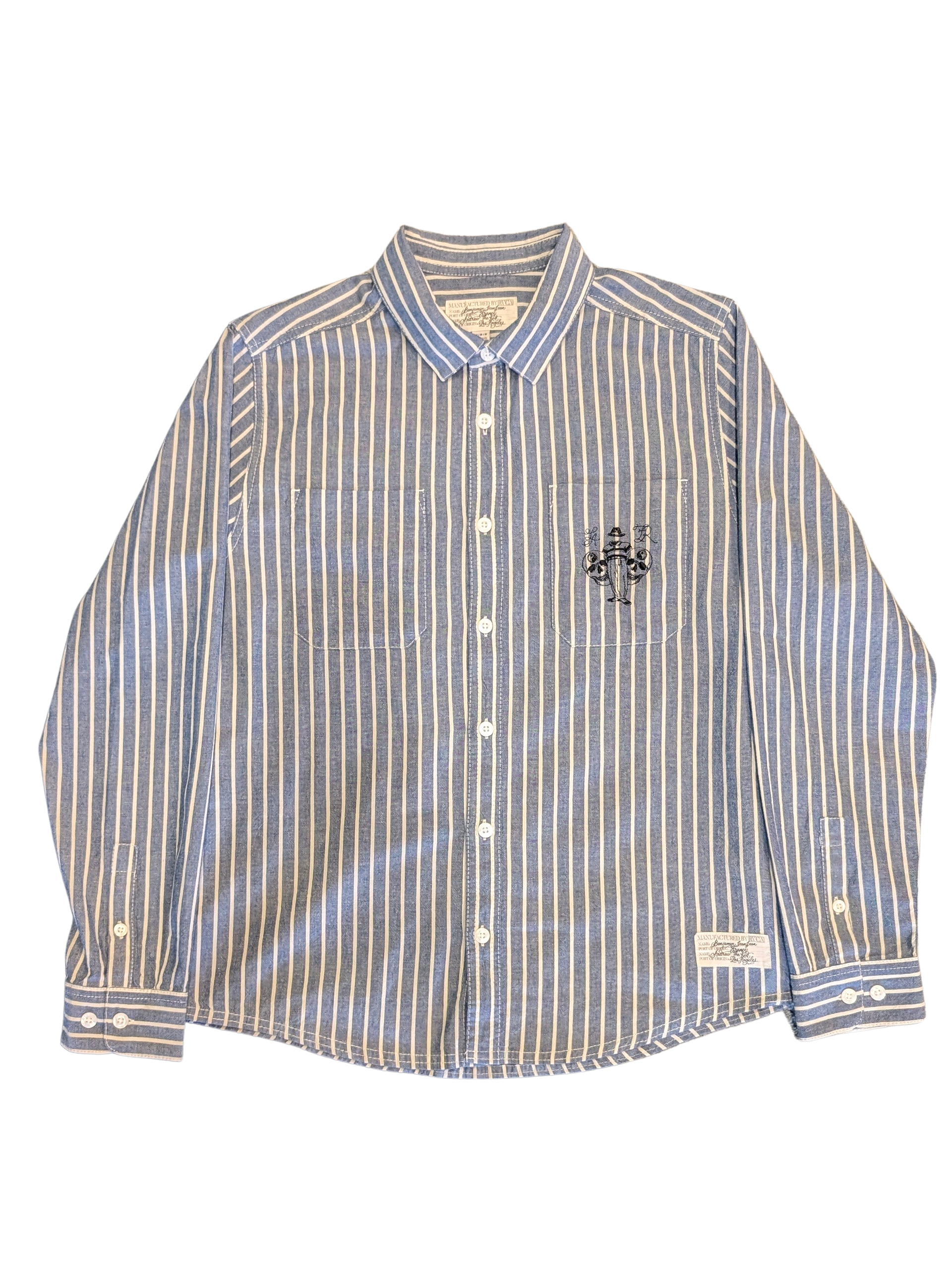 RVCA Mens Invisible Man Long Sleeve Shirt, Chambray, Size XL