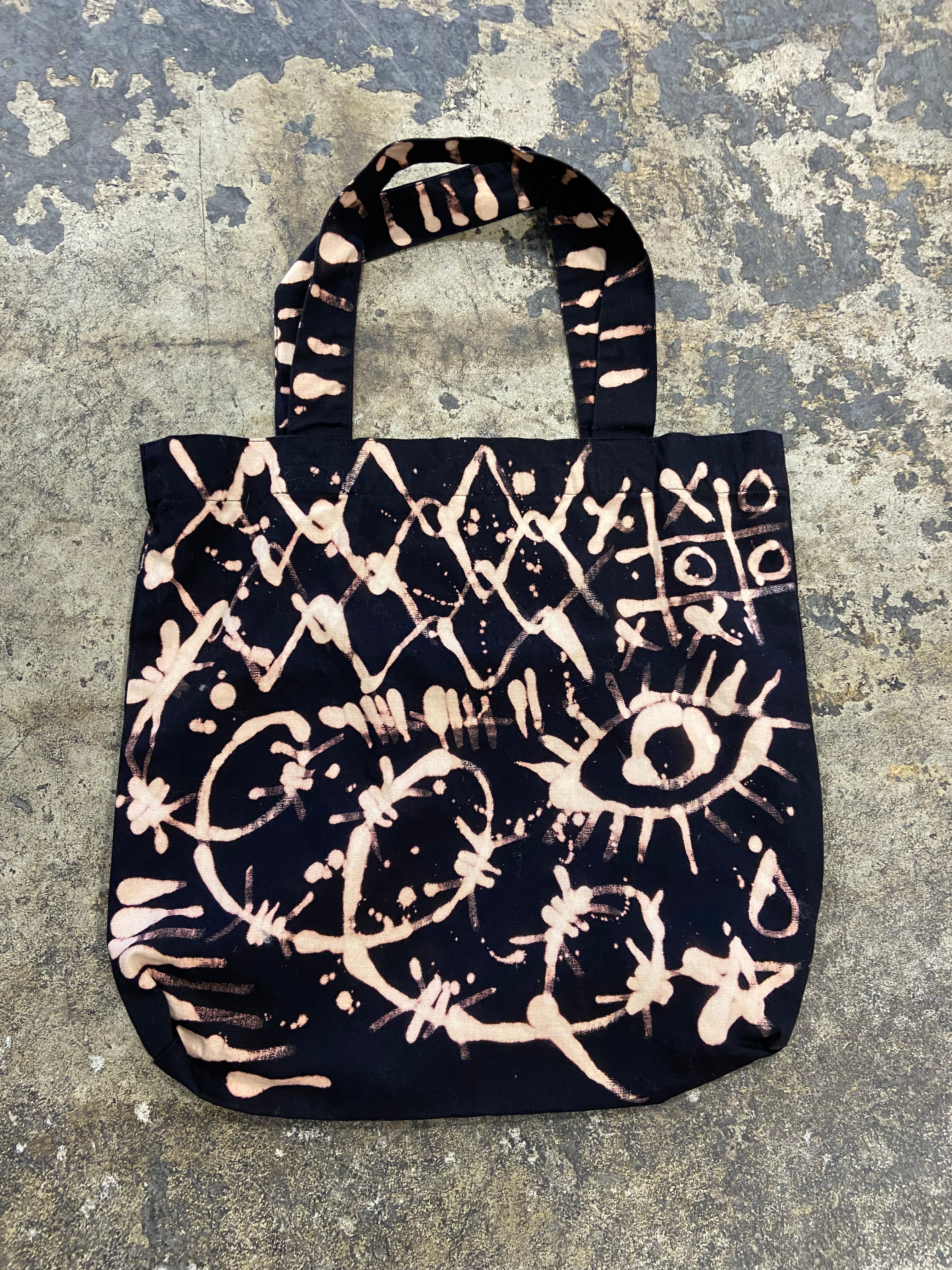 Altered Mood Hand Bleached Tote Bag - People Skate and Snowboard