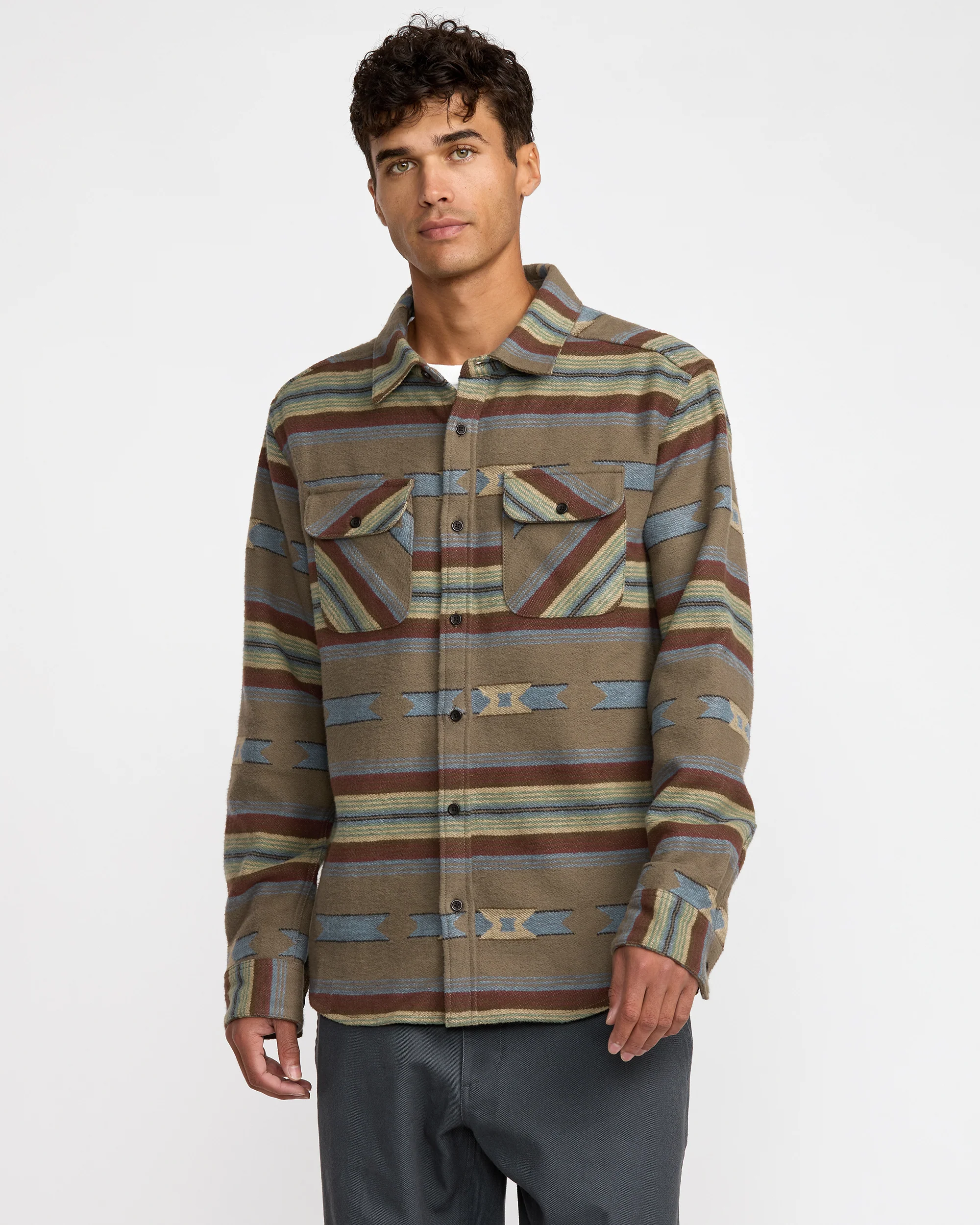 RVCA Dayshift Blanket Flannel Long Sleeve Shirt - People Skate and Snowboard