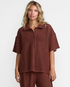 RVCA Womens Fade Crochet Shirt - People Skate and Snowboard