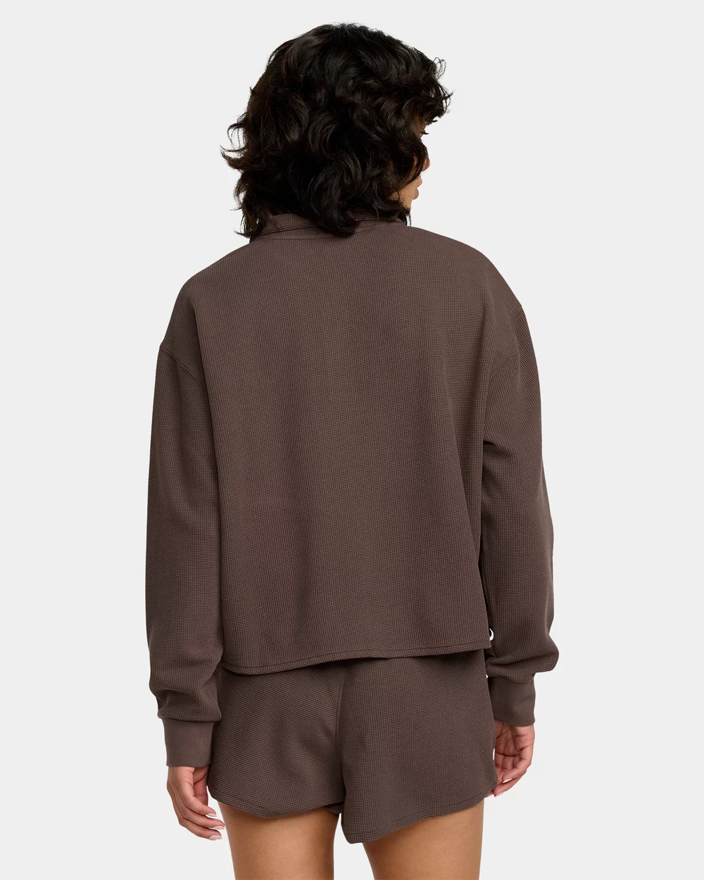 RVCA Womens Glory Waffle Long Sleeve Quarter Zip Shirt - People Skate and Snowboard